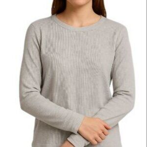 DYI Women's Long Sleeve Waffle Top Heather Grey Size XL